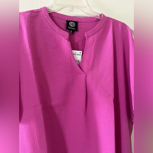 New! Bobeau Women's Pink “rosebud” Top with Tie Sleeves Size Medium - Picture 8 of 16